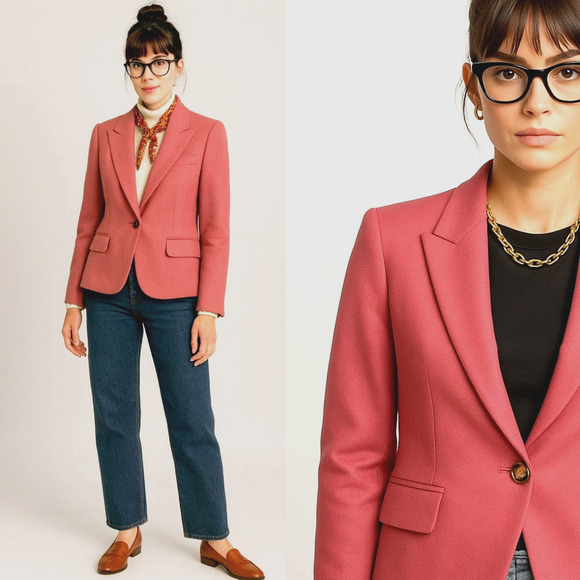 Veronica Beard 00 Danielle DICKEY Jacket Melon Fitted Peplum Blazer Pink XS - Picture 1 of 11
